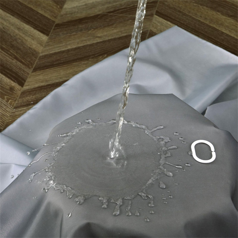 Brough Shower Curtain with Hooks Included, Dark Gray, 70.87'' H x 70.87'' W