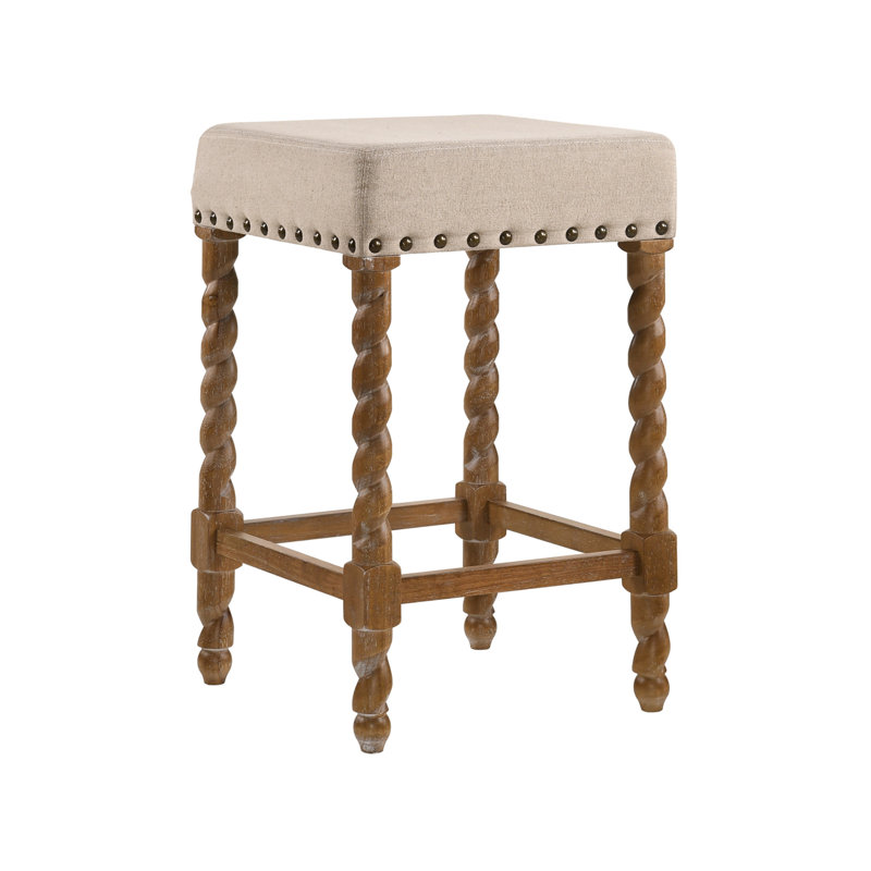 Tabouret de bar et de comptoir Gouldsboro, Tabouret de comptoir (assise de 24 po de hauteur), Crème, naturel