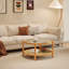 Table basse ronde en rotin avec plateau en verre et étagère de rangement tressée – Table d'appoint moderne à deux niveaux pour salon, bureau et petits espaces
