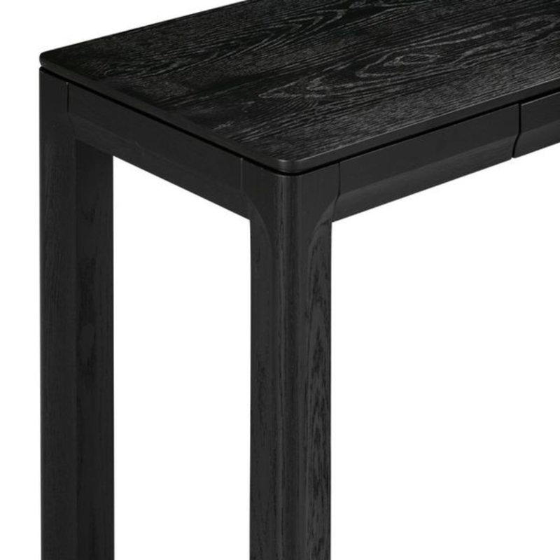 NTC Flow Modern Wooden Rectangle Console Table with Hidden Drawer – Waterproof & Heat Resistant, Burnt Black