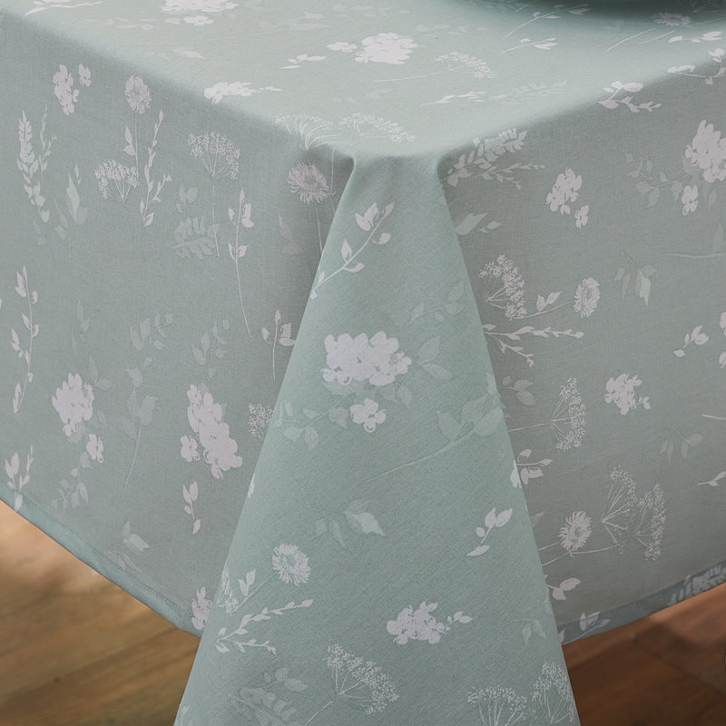 Meadowsweet Floral Table Cloth, 137cm W x 178cm L, Green