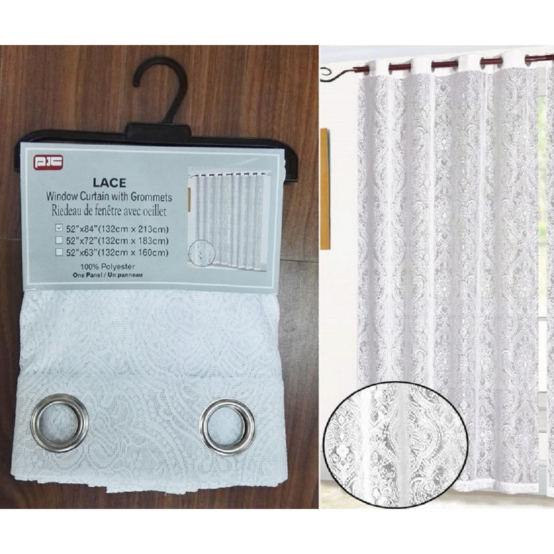 Panneau de rideau simple en dentelle avec œillets Flora, l 52 po x L 84 po