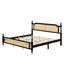 Lit en bois de pin avec tête et pied de lit en rotin-370560735-370560716