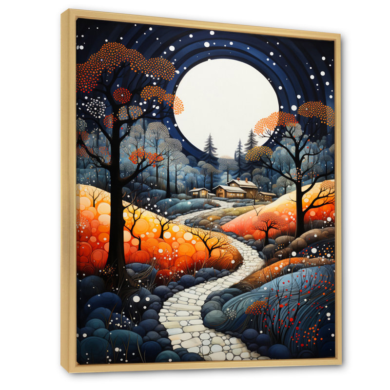 Motif campagnard pointillisme III, H 32 po x l 24 po x P 1 po, Cadre naturel flottant