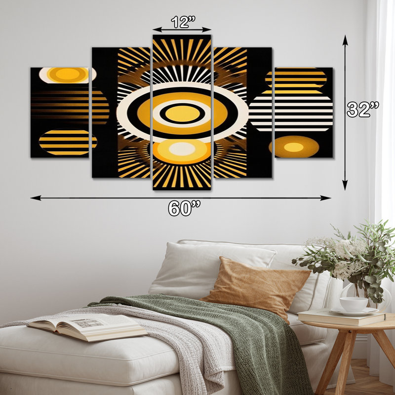 «Elementary Consciousness Futur Geometric», impression sur toile géométrique moderne - 5 panneaux