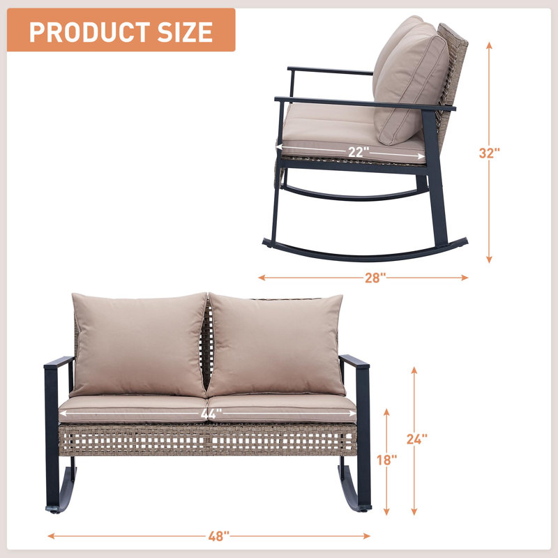 Causeuse d'extérieur en rotin, Beige