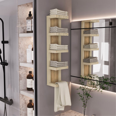 5-Tier Wall Towel Rack, Vertical Storage Organizer For Bathroom Towels And Accessories