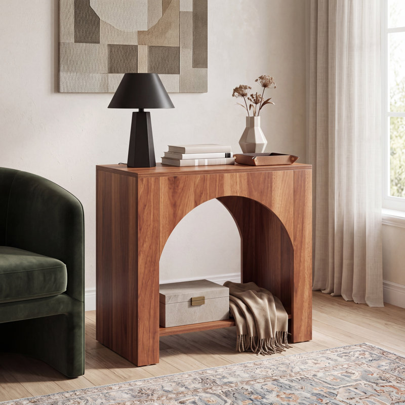 Ensemble de 2 tables de bout avec tablette de rangement Farmhouse, Noyer, 2