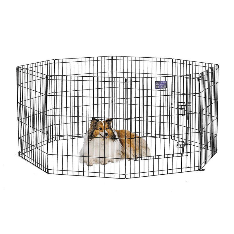 Black Metal 24" x 30" Foldable Pet Playpen with Door