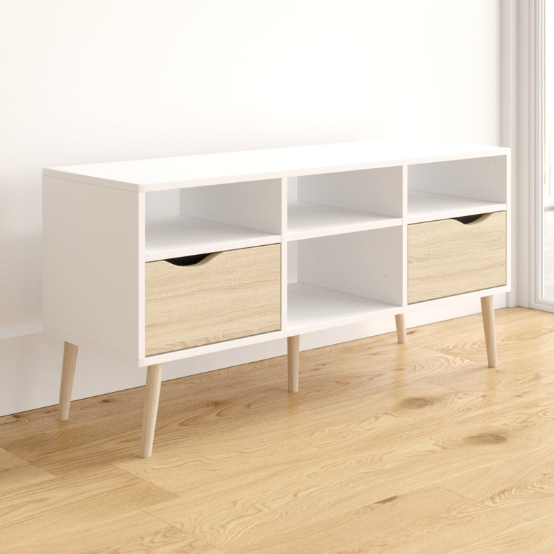 Havana Unfinished TV Stand for TVs up to 50", White/Brown