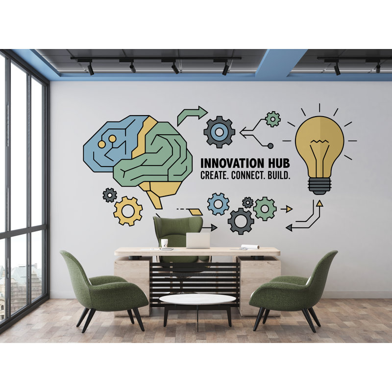 Autocollant Innovation Hub, décalque de bureau, décoration de bureau technique, art mural 393DRE, 12 x 24 pouces