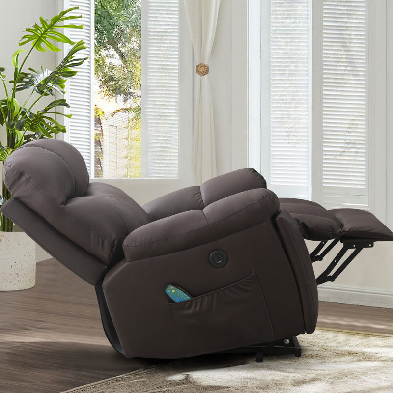 Fauteuil inclinable Luxie, Similicuir brun