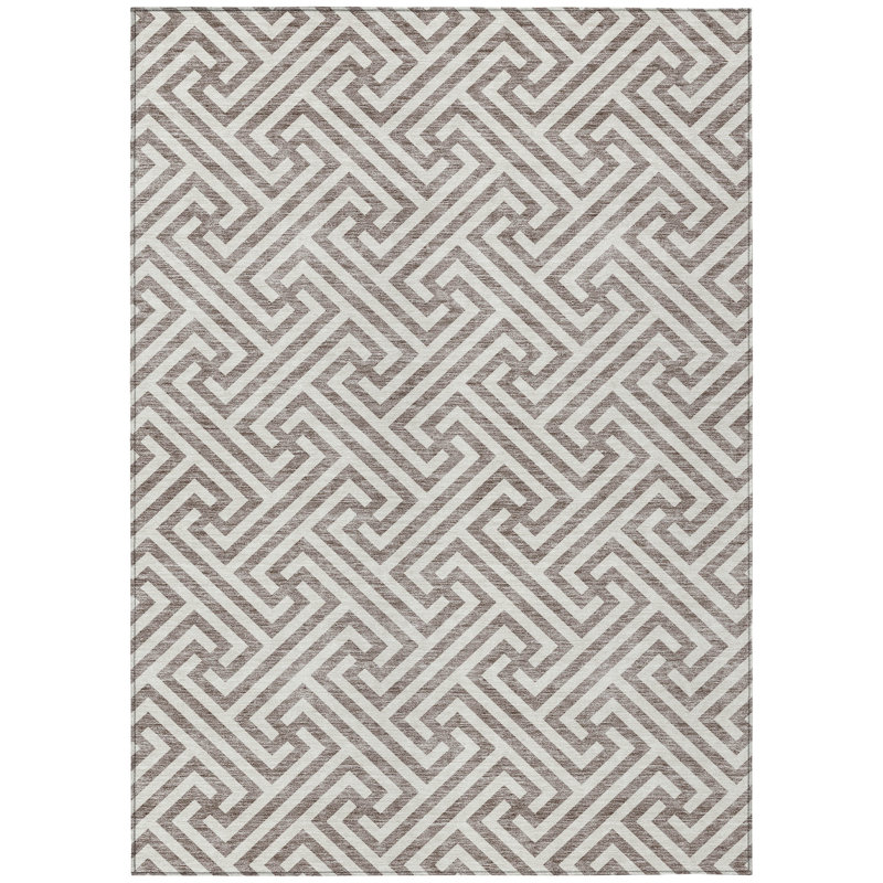 Washable Geometric Indoor / Outdoor Rug, Rectangle 3' x 5'