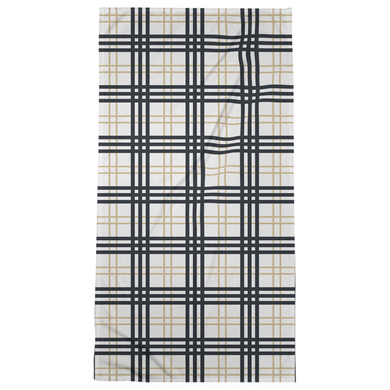 Bath Towel, Microfiber, White/Old Gold/Black