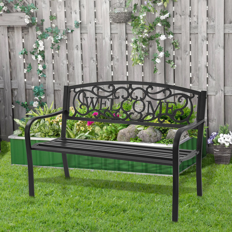 Banc de jardin en acier, Noir