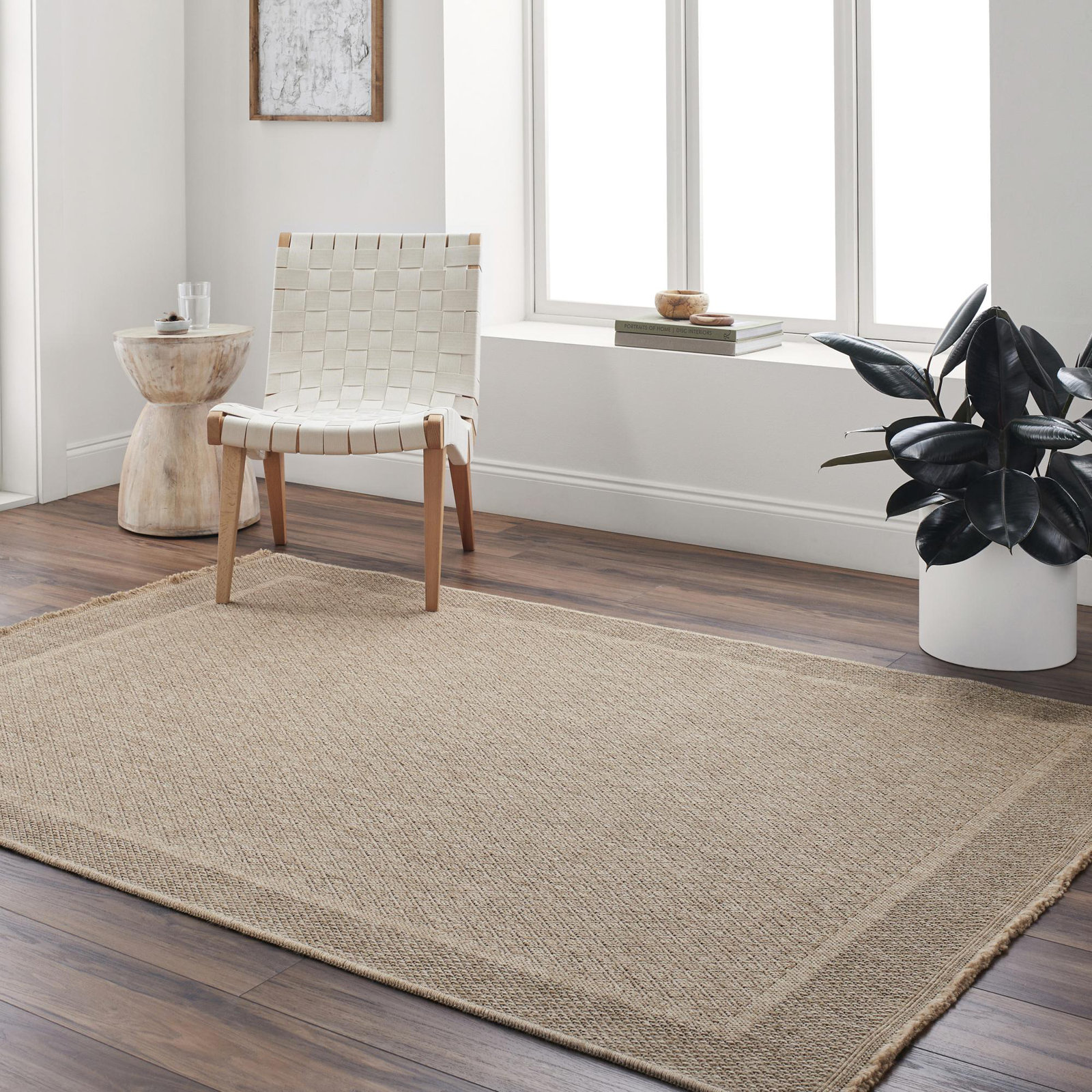 Abbie Beige Outdoor Rug, Rectangle 6'7" x 9'