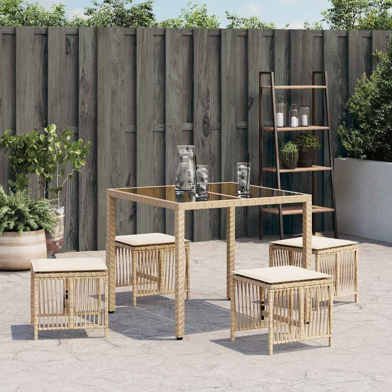 Outdoor Ottoman, Cream White, Beige