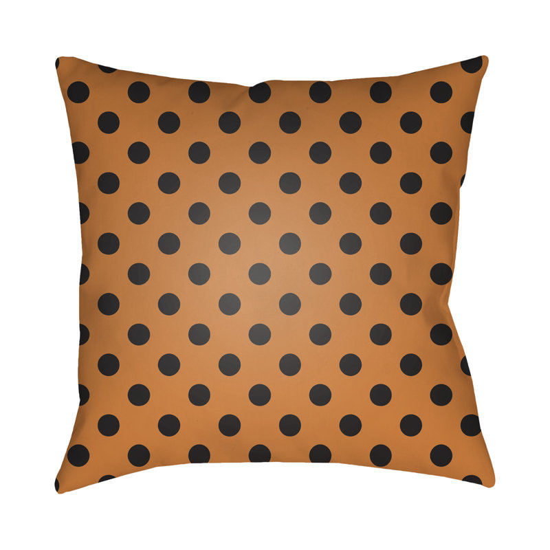 Polka Dots Throw Pillow, 18" H x 18" W, Orange/White, Polyester