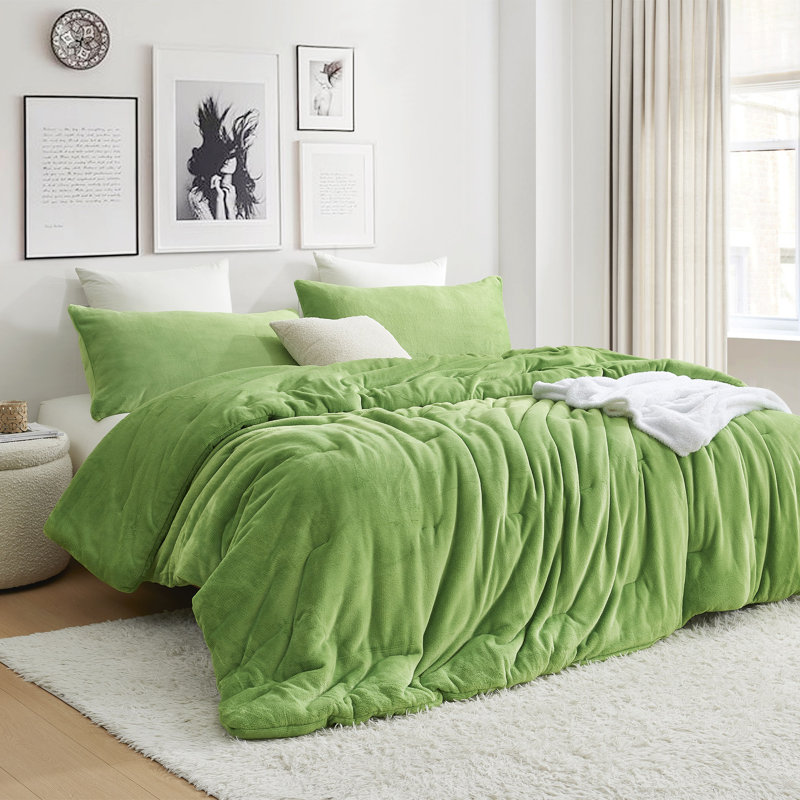 Coma Inducer Nashville Ribs Oversized Comforter Set, Green, Queen Comforter + 2 Standard Shams