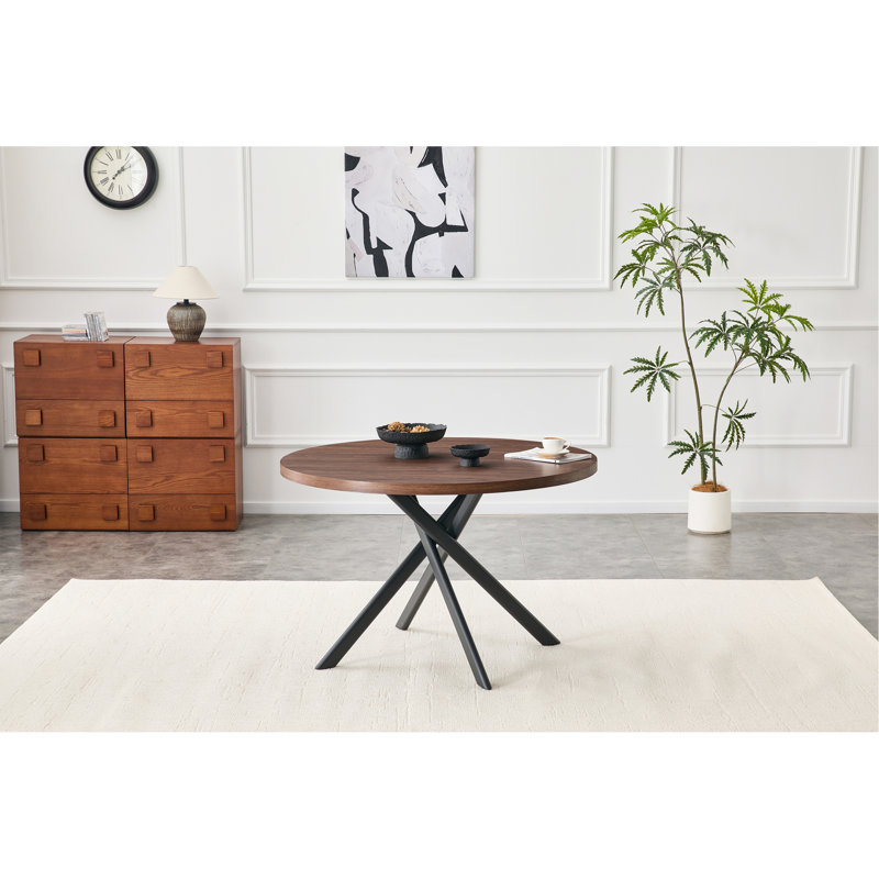 Table de salle à manger ronde pliable pour les petits espaces - Matériau en bois aggloméré, pour la salle à manger, le salon de thé et le café (noyer foncé, 1 table)