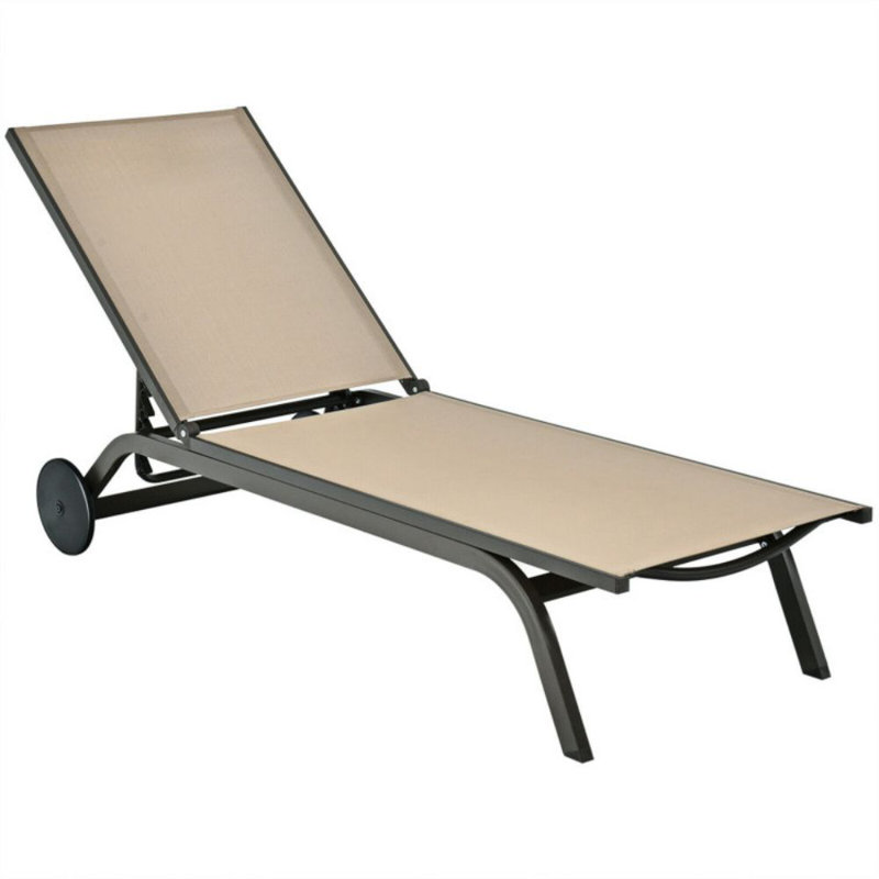 Pryer Outdoor Metal Chaise Lounge, Beige