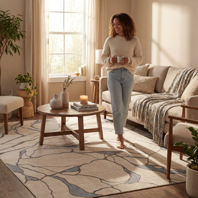  Enlisse Abstract Washable Rug, Runner 2'6" x 8'
