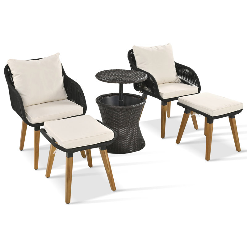 Ensemble de chaises de patio 5 pièces K&K, Noir / brun