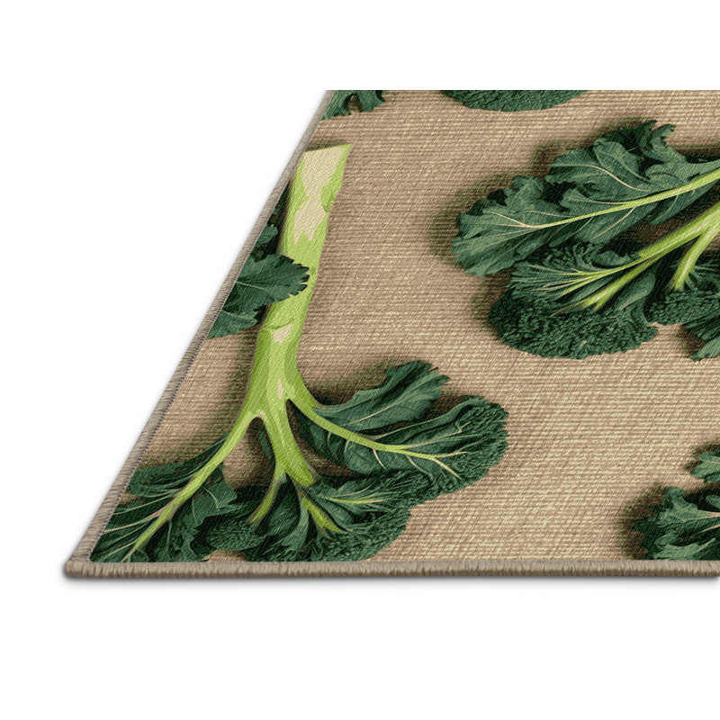 Washable Broccoli Rabe Vegetables Area Rug, Rectangle 3' x 5'
