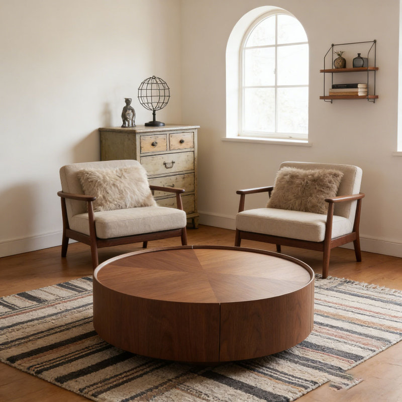 Table basse en noyer, Tour de 39,3 pouces