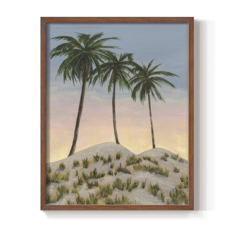 Sunrise Palms II, reproduction encadrée - bois massif, H 21 po x l 17 po, Noyer