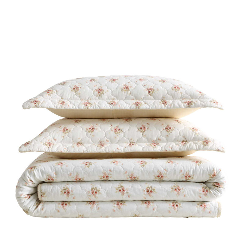 Ensemble de courtepointe réversible en coton Laura Ashley Dorrie, Courtepointe très grand et 2 très grandes taies 