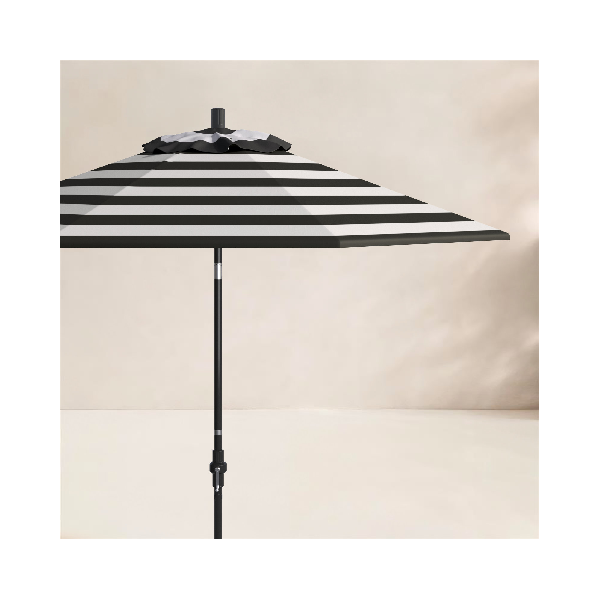 Roverta 9' Market Sunbrella® Umbrella, Black, Cabana Classic Black Stripe Sunbrella®