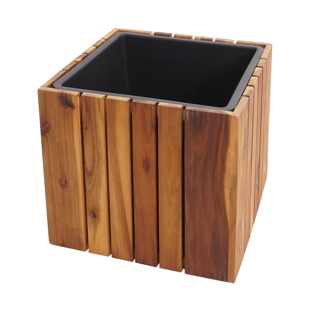 Pflanzkasten MCW-L24, Pflanzkübel Blumentopf Blumenkasten, Eckig 32X32x32cm Outdoor Akazie Holz FSC-Zertifiziert, Braun