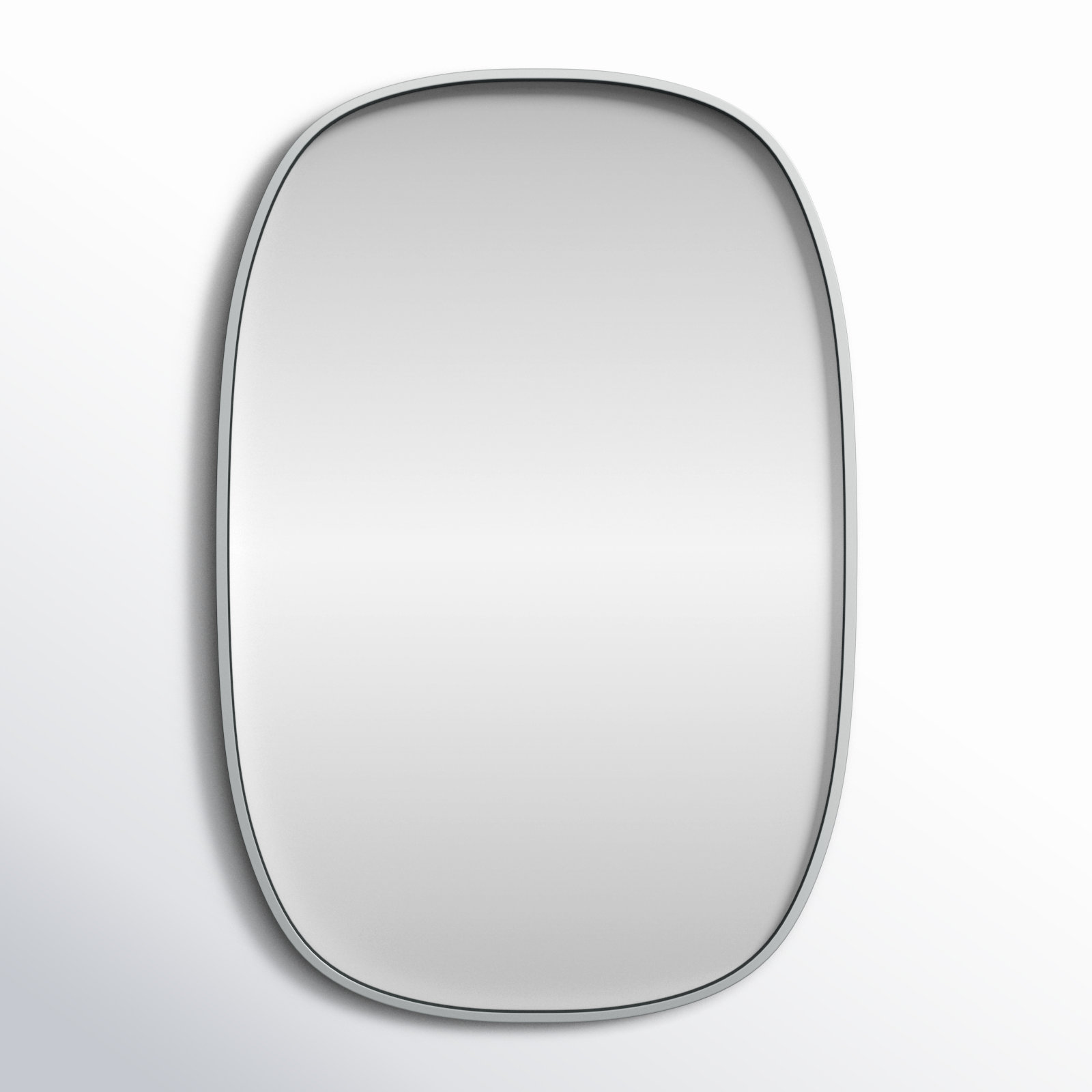 Sabine Metal Curved Oval Wall Mirror, Silver, 36" x 24"