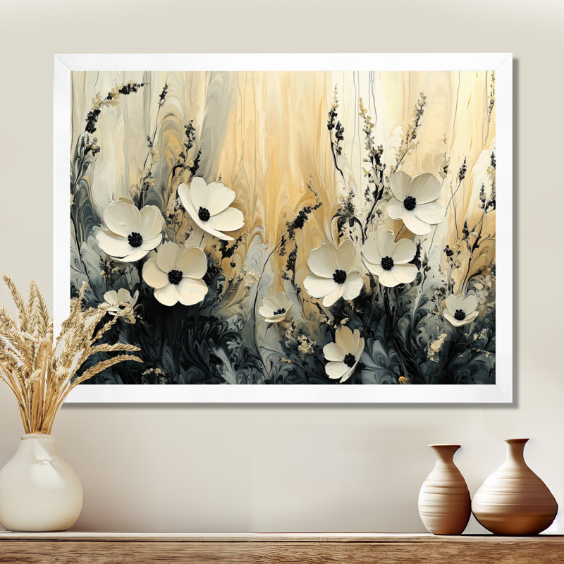 Irmaïm Mimimalisme fleur de dahlia crème - art mural Dahlia, H 30 po x l 40 po, Reproduction encadrée d'une seule photo