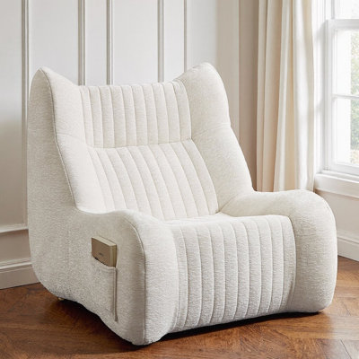Oversized Chenille Bean Bag Chair with Armrests | High-Resilience Foam Floor Sofa, Ergonomic Lazy Lounge for Living Room, Bedroom & Dorm