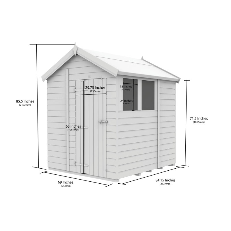 Total Sheds 6ft x 7ft Security Apex Shed - Heavy-Duty Hasp Staple Anti-Tamper - Pressure Treated Timber - UK Manufactured