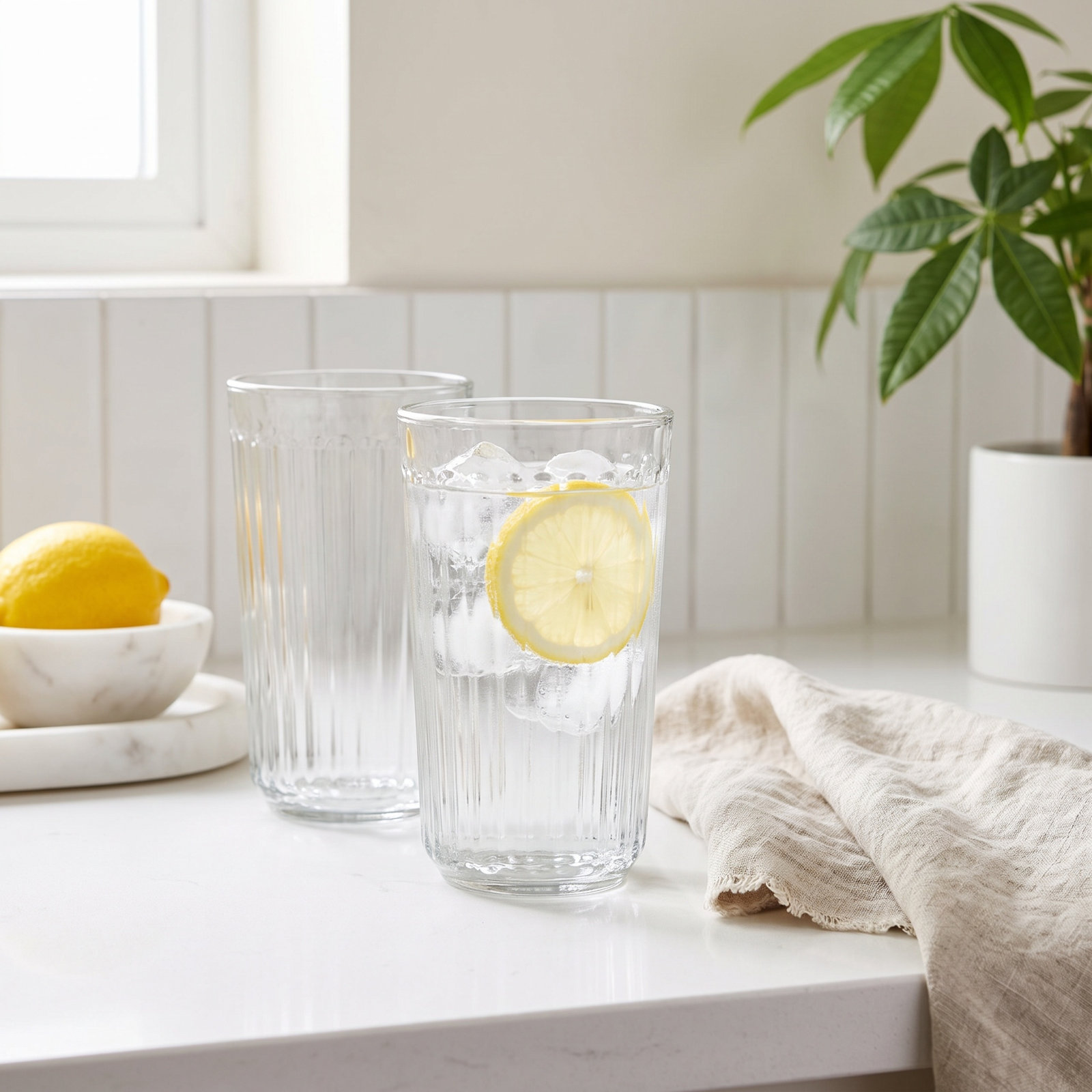 Libbey Paneled Tumbler Drinking Glasses, 17 Ounce
