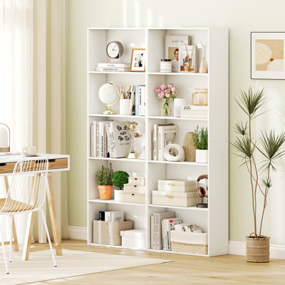  5-Tier Bookshelf Open Bookcase Freestanding Display Shelf Storage Organizer