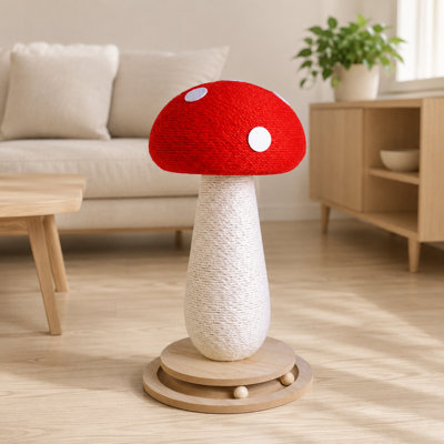 Centre d'activités pour chat en forme de champignon avec tronc en sisal et piste roulante pour chats d'intérieur