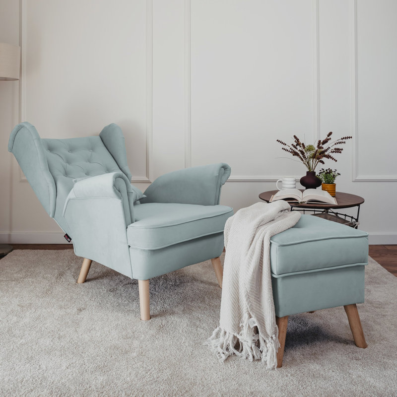 Upholstered Armchair, Blue