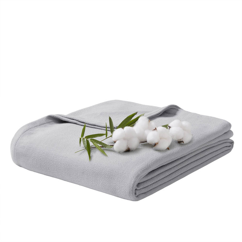 Couverture pour lit double / grand en rayonne de coton bambou gris, Double/Grand, Gris
