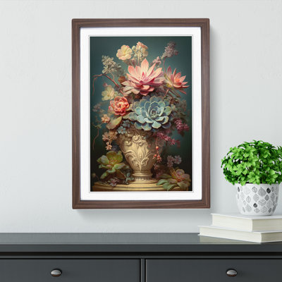 Succulent Victorian - Single Picture Frame Print on Wood