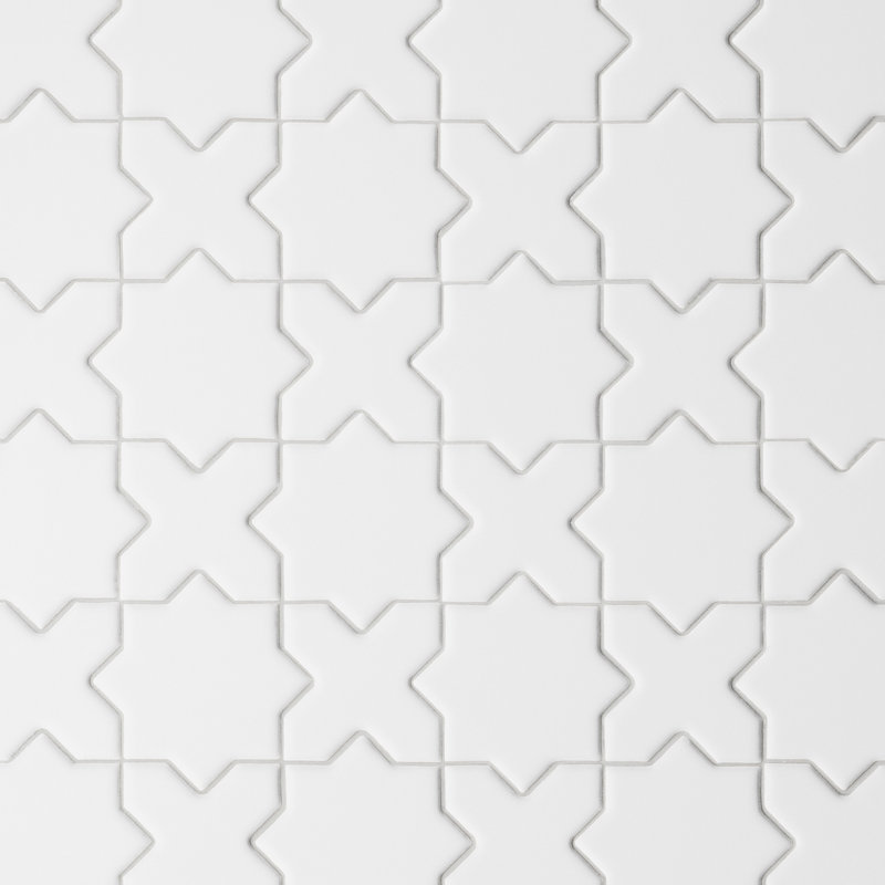 Le Cafe 2" x 2" Cross and Star Matte Porcelain Mosaic Tile, White