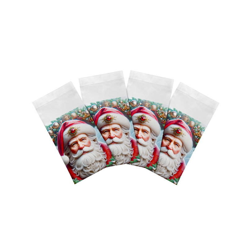 Serviettes de table en satin de coton père Noël