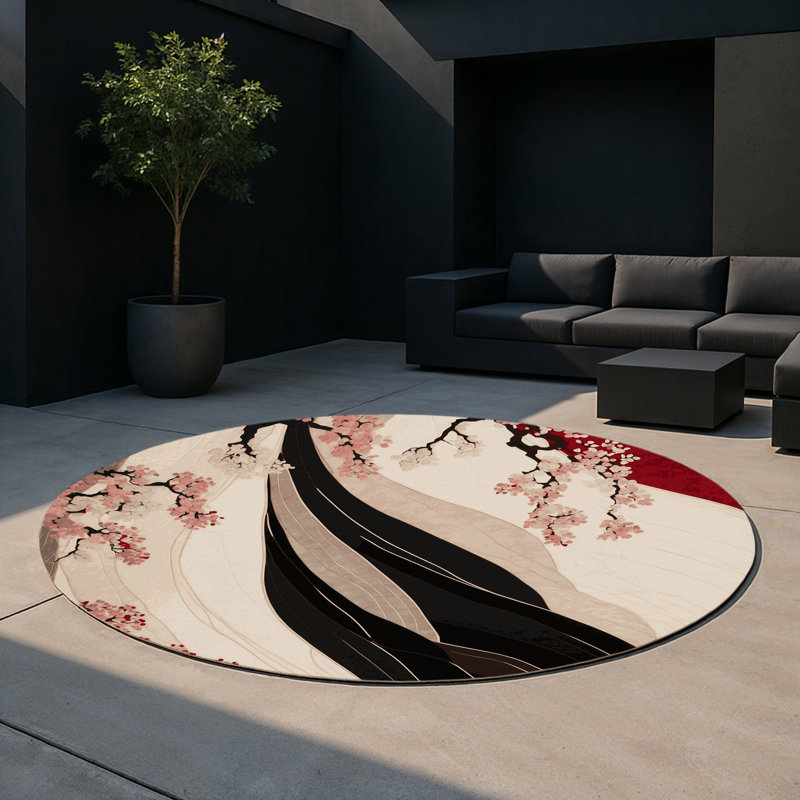 Tapis intérieur et extérieur Dawn Bloom, Rond 5 pi