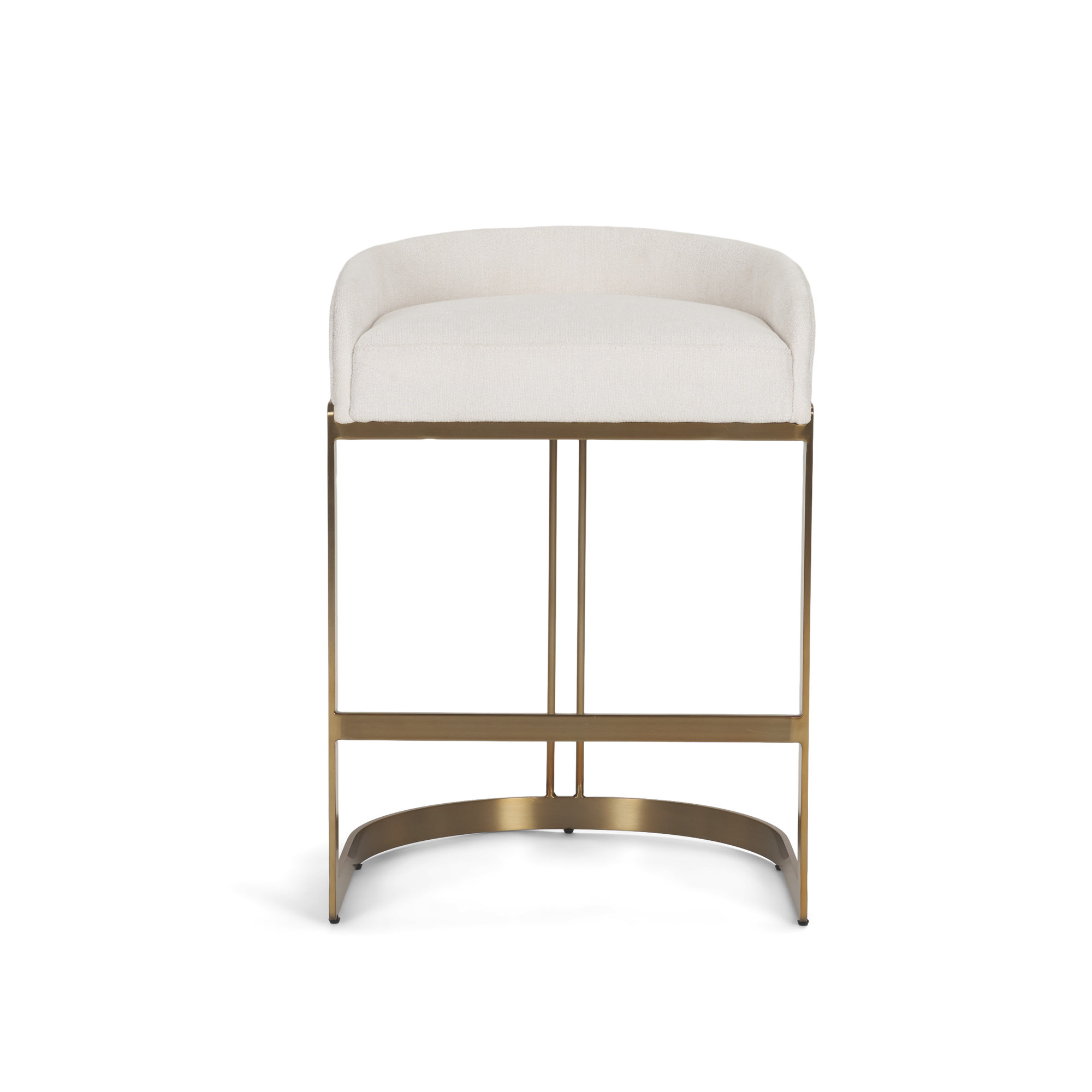 Bradley Upholstered Bar & Counter Stool, Gold, Counter Stool (24.75" Seat Height), White Performance