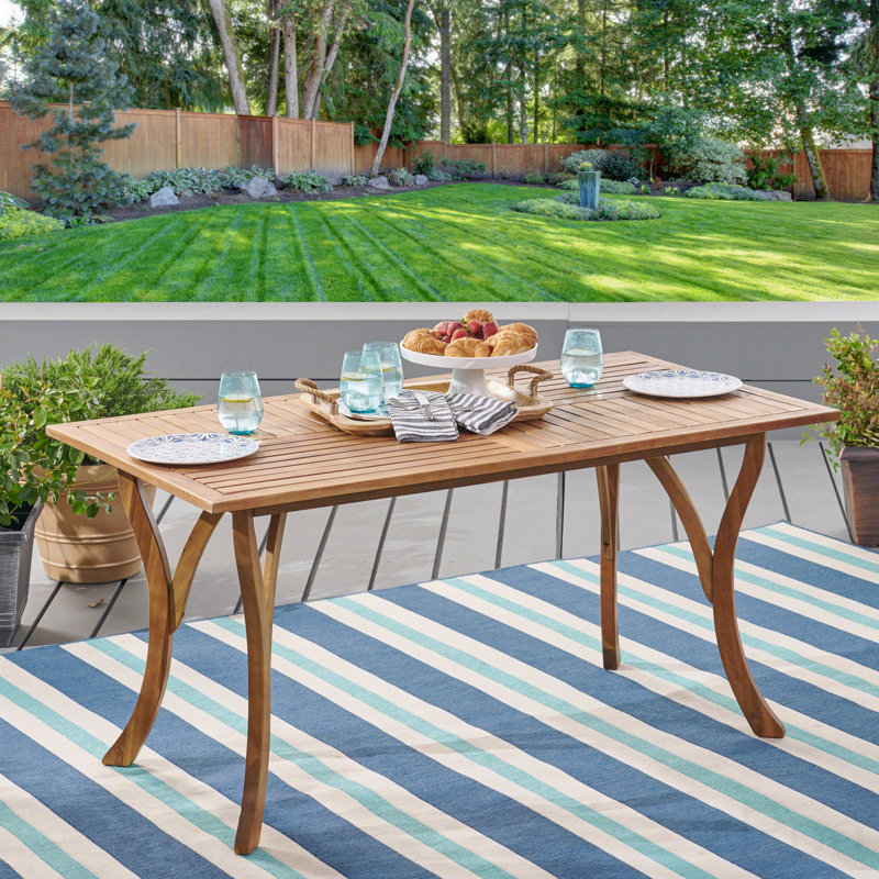 Table de salle à manger d'extérieur rectangulaire en bois massif 59 ", Teck