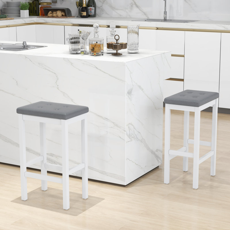 Tabouret de comptoir 24 po Davasia, Blanc, Gris, 2