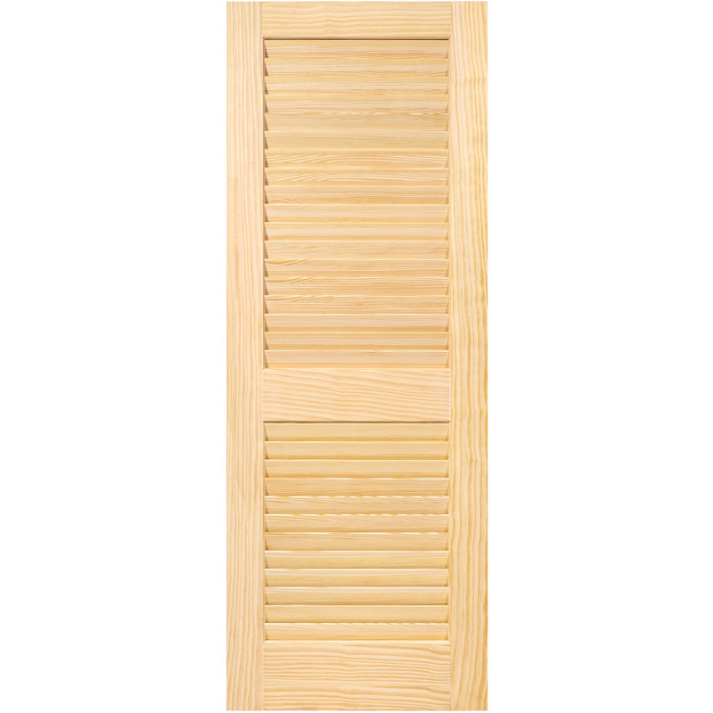 Porte finie standard à persiennes en bois massif, 18 po x 80 po, Naturel